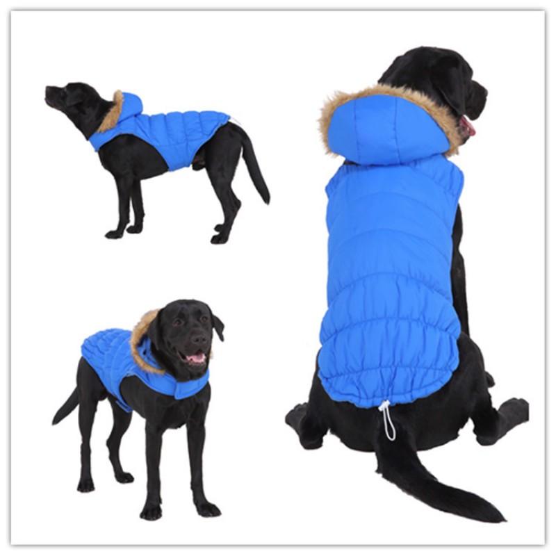 Winter Pet Dog Coat With Reflective Stripes Warm Thick Cotton Jacket Large Dogs