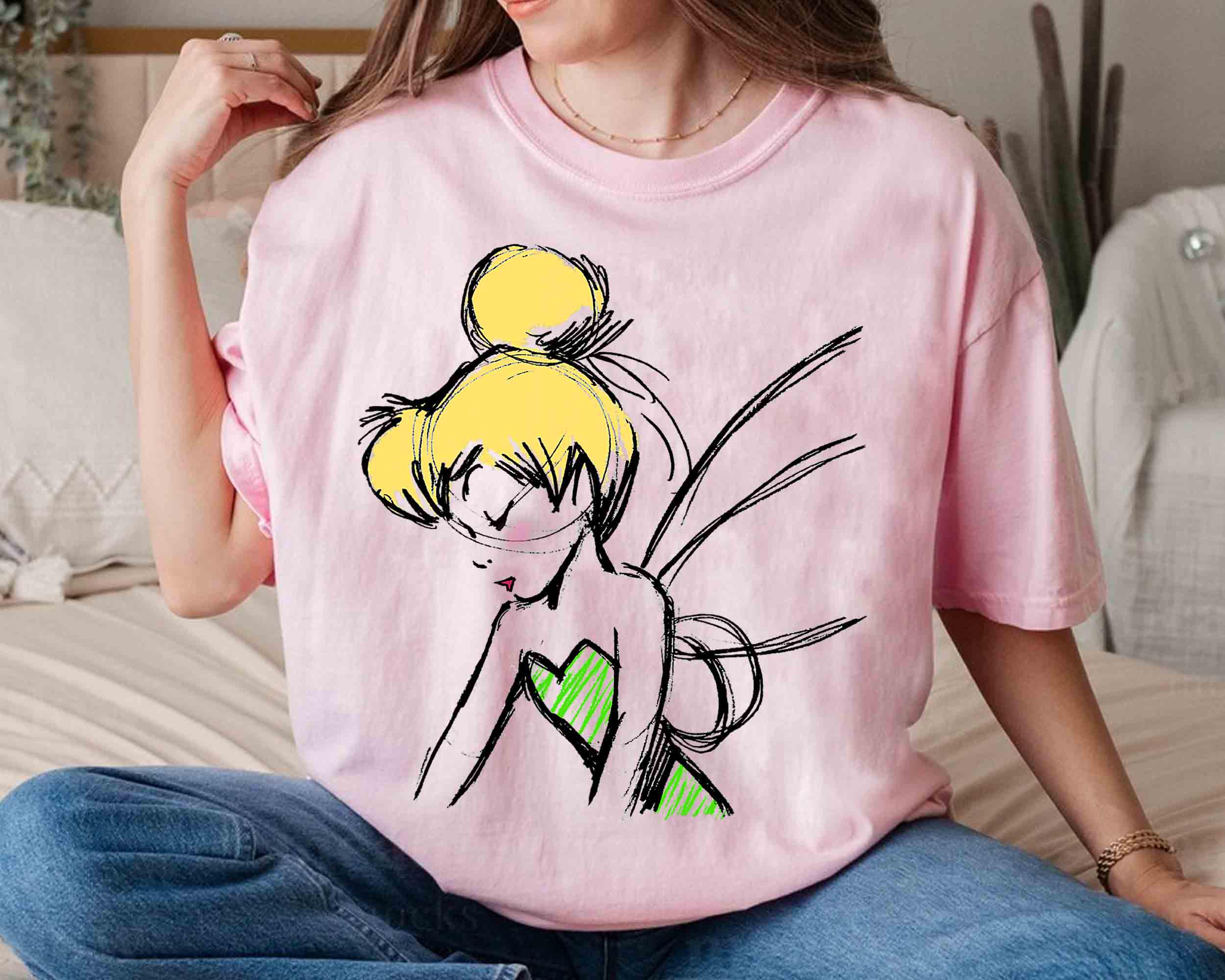 Peter Pan Tinker Bell Sketch Profile Shirt Neverland TShirt Unisex Comfort Colors® TShirt Family Birthday Gift TShirt S