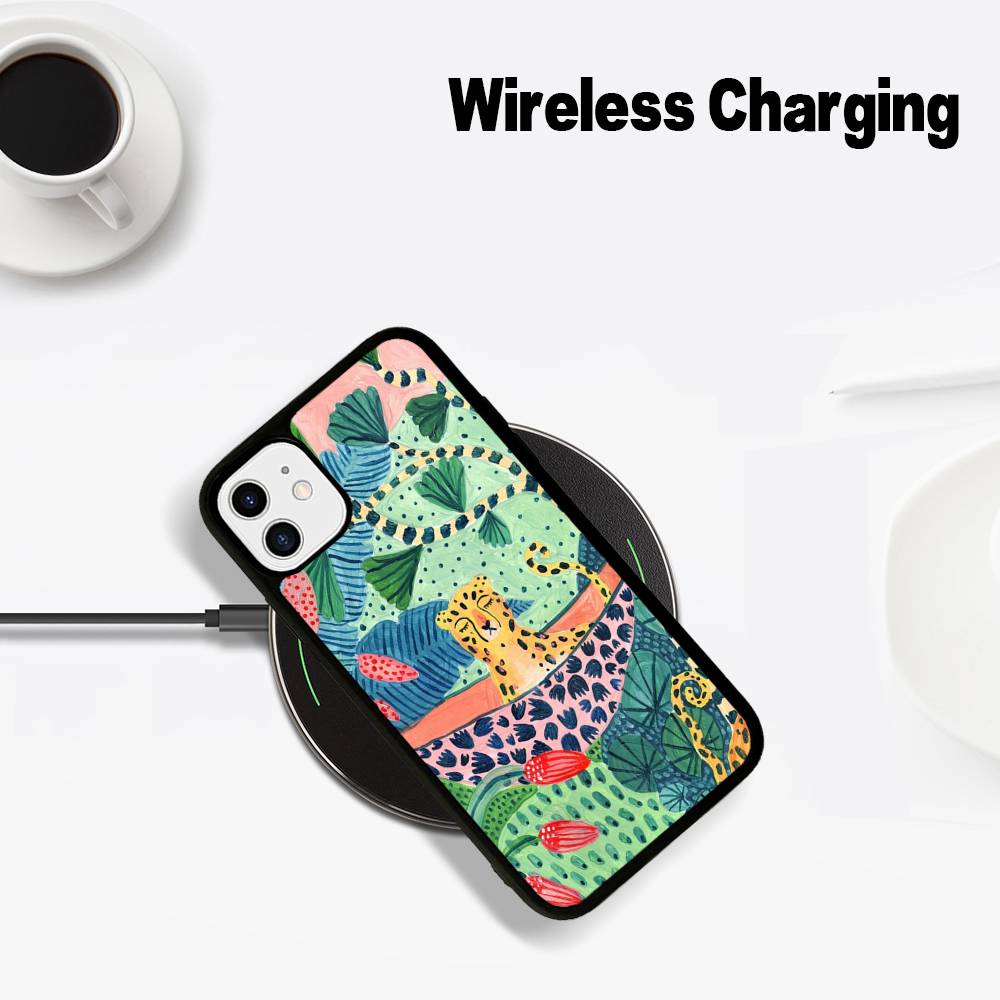 Jungle Art Illustration Snake Cats Sloth For Magsafe Phone Case For IPhone 16 15 11 12 13 14 17 Pro Max Plus Magnetic Wireless