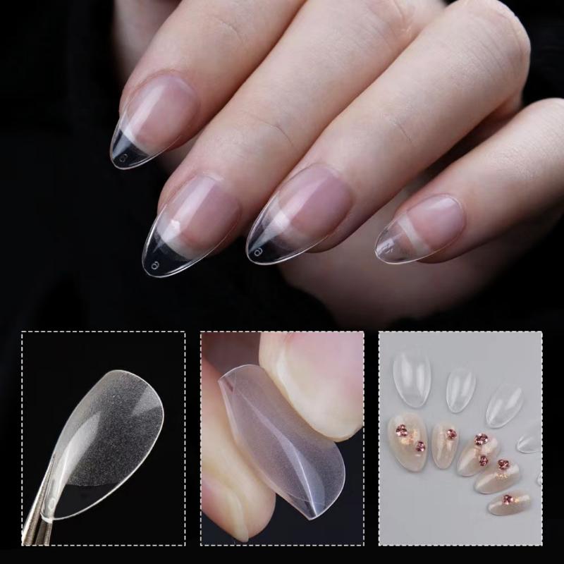 120/240/504/600Pcs False Nail Tips Soft Gel Fingertip Semi-Matte Square Almond French Coffin Full Cover Nails Extension