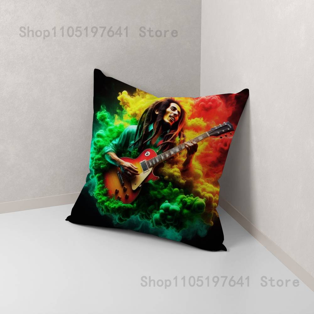 Bob Marley Rasta Lion Pillow Case For Sofa Decor Car Office Room Printing Cushion Cover Decorations and Protector