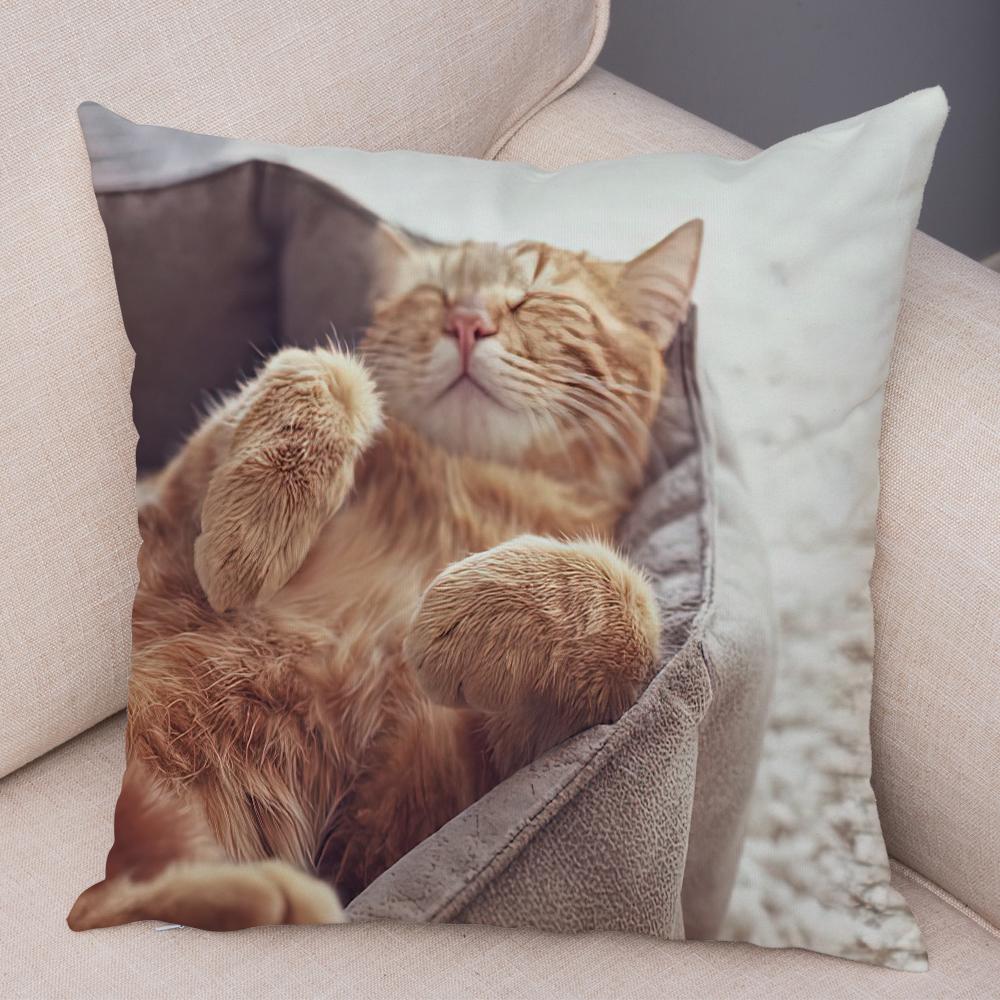 Cute Cat Dog Photo Cushion Cover Realistic Animal Portrait Print Soft Blend Sofa Living Room Bedroom Home Decor Throw PillowCase