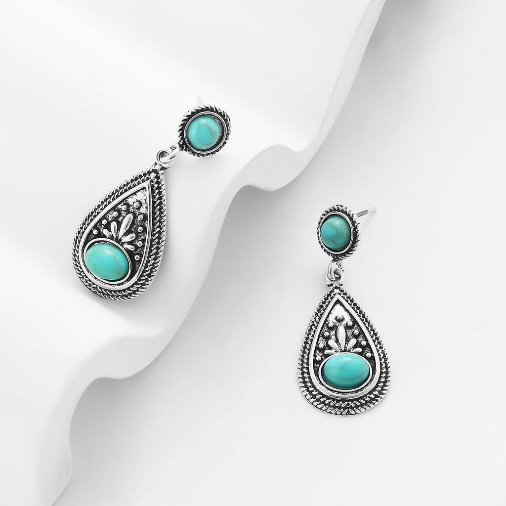 Vintage Bohemian Turquoise Earrings Set Fashion Ethnic Style Earrings Earrings
