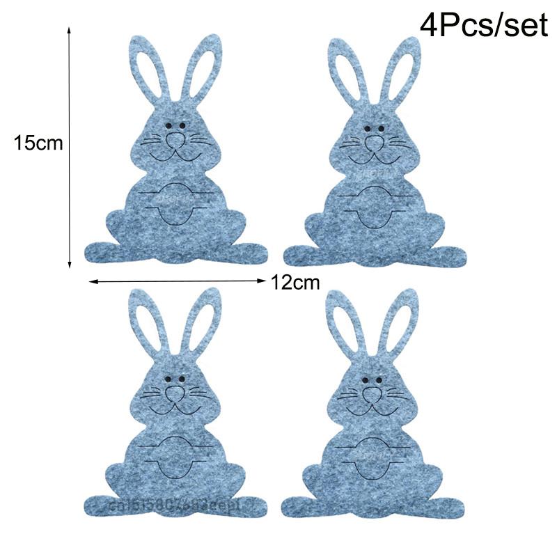 Easter Bunny Knife and Fork Holder 4Pcs/set Easter Eggs Rabbit Cutlery Bags Tableware Organizer Table Decorations Party Supplies