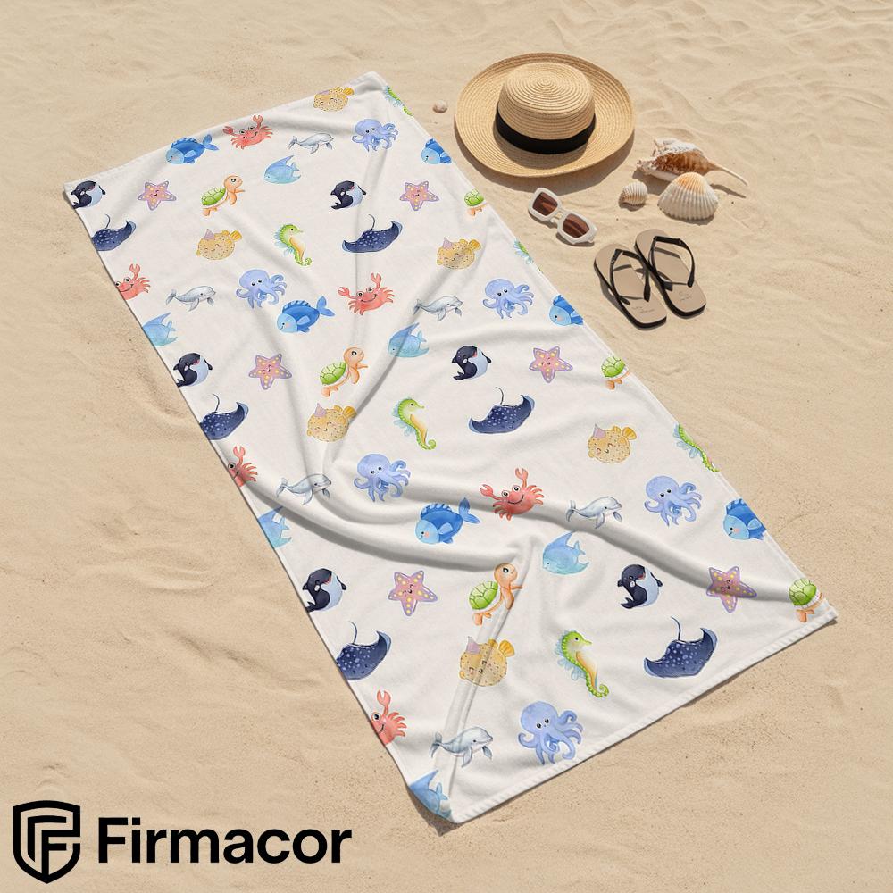 Ocean Animal Print Soft Portable Travel Towel Unisex Ultra Lightweight Microfiber Oversized Sand Free Quick Dry Beach Towel