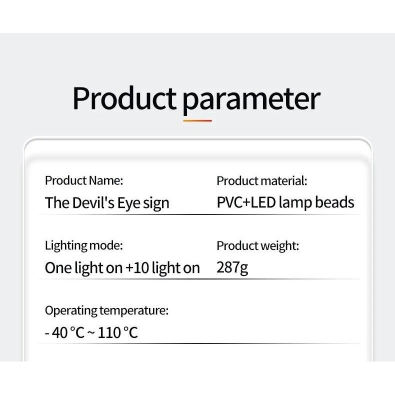 LED Diabelskie Oczy Światło Tylnej Szyby Samochodu Uniwersalna Naklejka USB Oko Wielomodowa