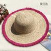Natural Lafite Straw Hat Sunscreen Large Brim Beach Hat Trendy Foreign Style Color Fur Edge Dome UV Protection Sun Visor