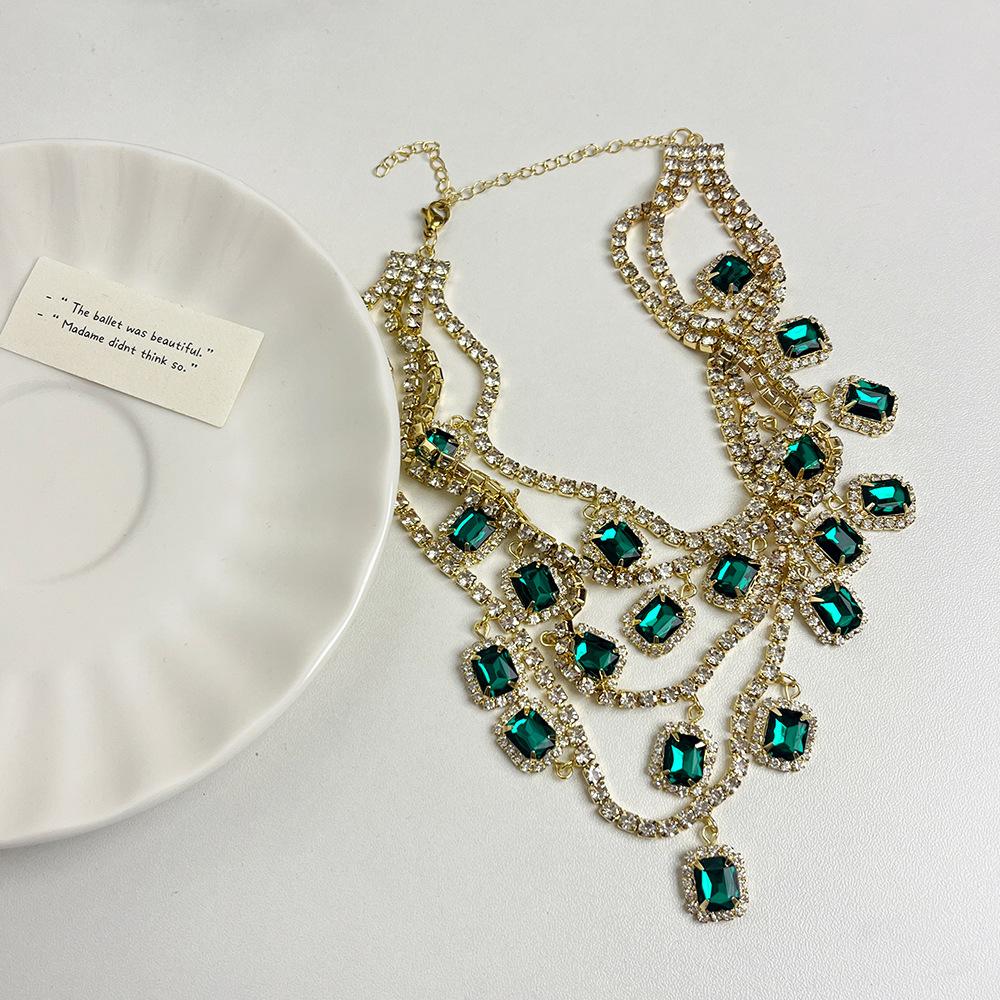 

Ожерелья-колье с квадратным кристаллом и подвеской для женщин, ювелирные изделия