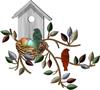 Peryiter Birds Wall Metal Decor Outdoor Art Hanging Metal Tree with Birdhouse for Living Room Tree Leaf Wall Decor for Indoor