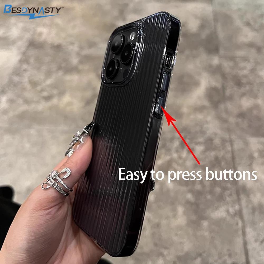 Transparent Phone Case For iPhone 17 Air 16 15 11 12 13 14 Pro Max Soft Corrugated Hard Bumper Back Cover Clear Case