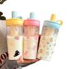 700ml Water Bottle Animal Cup With Lid Straw Cute Coffee Cup  for Juice Milk