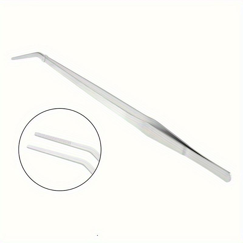 1pc Stainless Steel Aquarium Feeding Tongs, 10.6 Inch Curved Tweezers and Straight Forceps, Ideal for Fish Tank Landscaping, Worm Feeding, Reptiles