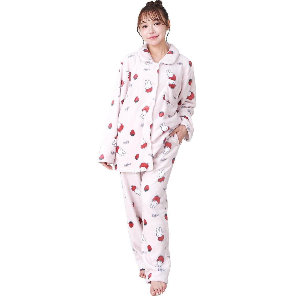 Luanna Jena Miffy Fluffy Long Sleeve Pajama Set Strawberry QWMI01 Women's (Pink, Print)