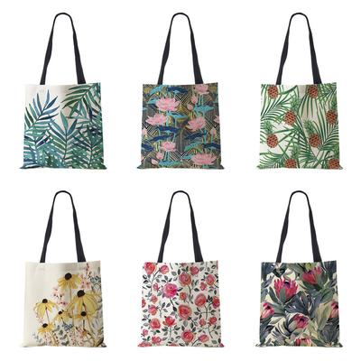 Borsa a tracolla con fiori vegetali Scenario 2022 Borsa da donna riutilizzabile in tela Borsa pieghevole semplice ad alta capacità