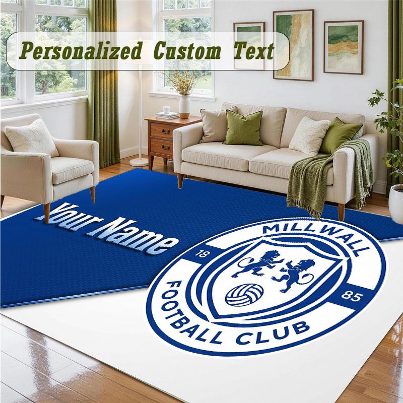 Crystal Velvet Square Rug Custom NameMillwall FC Pattern Non Slip Home Floor Decor Rug