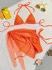 Popular Sexy Strappy Bikini Set with Mesh Wrap Skirt - European & American Style Women's Swimwear