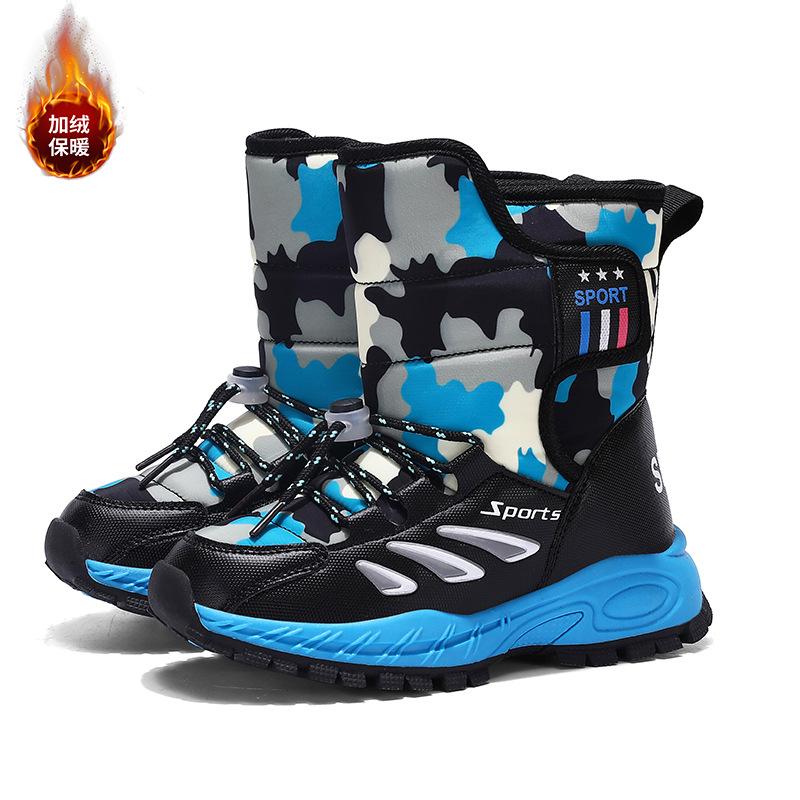 Winter new men's and women's high-top children's shoes export children's velvet warm waterproof and non-slip snow boots cotton shoes
