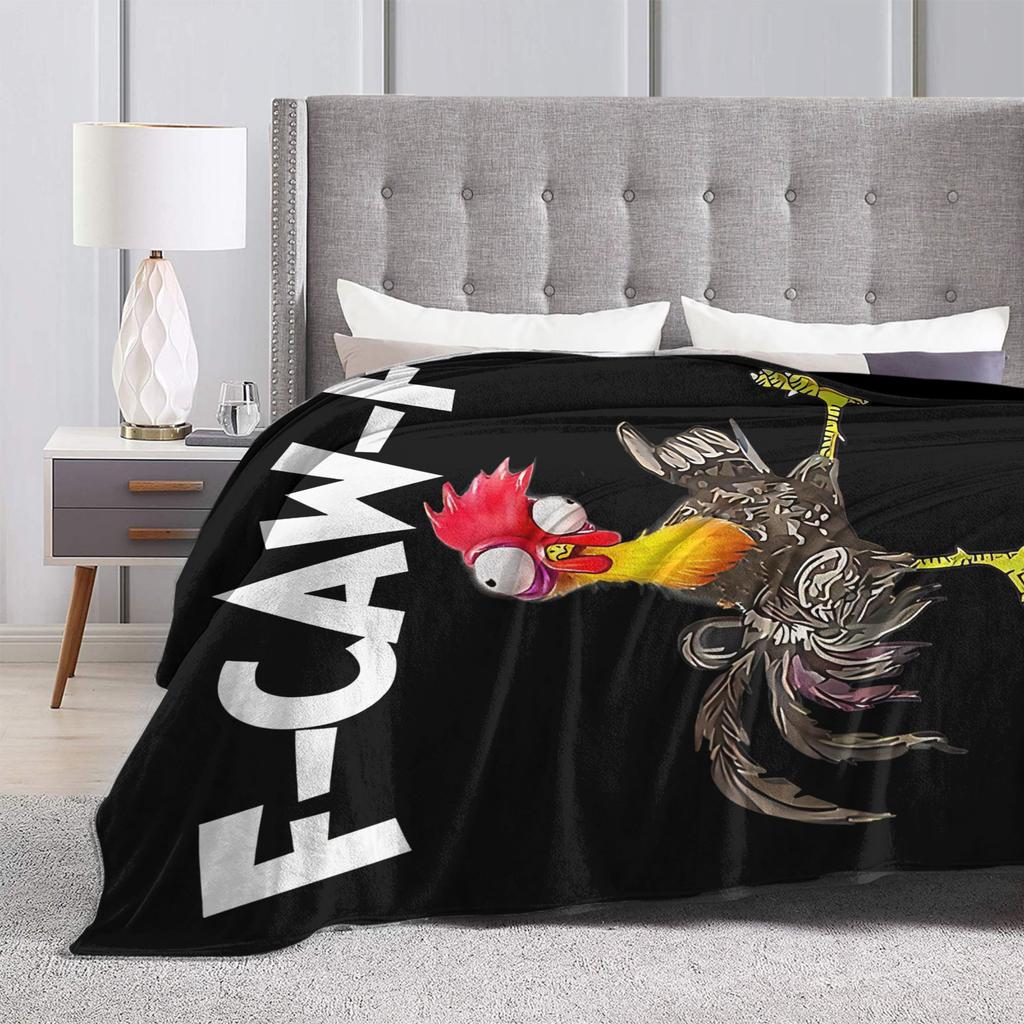 F CAW F Funny Mad Rooster Quirky Cartoon Chicken Blanket Velvet Winter Multifunction Warm Throw Blanket for Bed Travel Quilt
