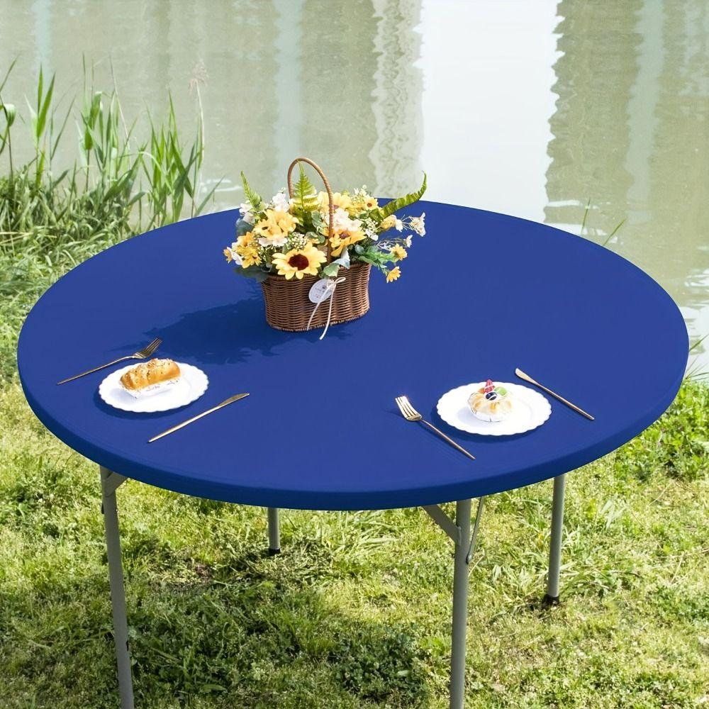 Elastic Stain-Resistant Tablecloth Diameter 48/60in Table Protector Soft Round Table Cover  Banquet