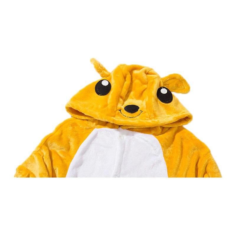 Kangaroo Pajamas Animal Onesies Kigurumi Jumpsuit Set with Slippers Unisex Costume Sleepwear Adult Women Men Winter Suit