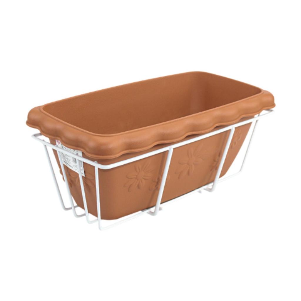 Hanging Planter for Balcony Railing Flowerpot Plant Pot with Tray Rack Hanging