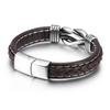 Men's Stainless Steel Bracelets Handwoven Leather Bangles European American Style Male Jewelry Fashion Accessory Gift