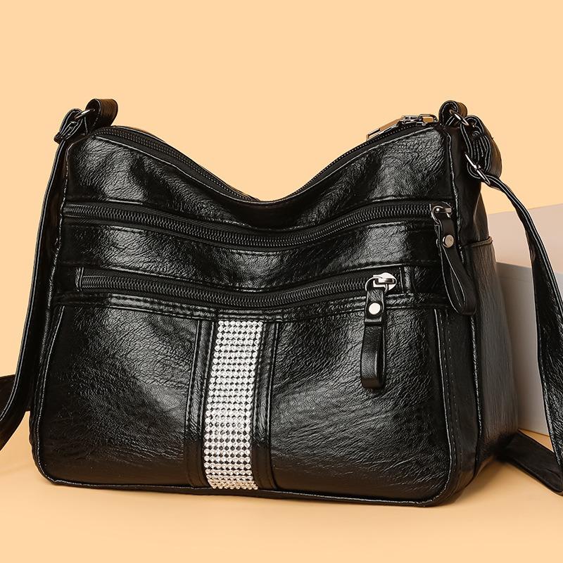 New messenger bag soft leather shoulder bag retro simple fashion large capacity multi-pocket women's bag