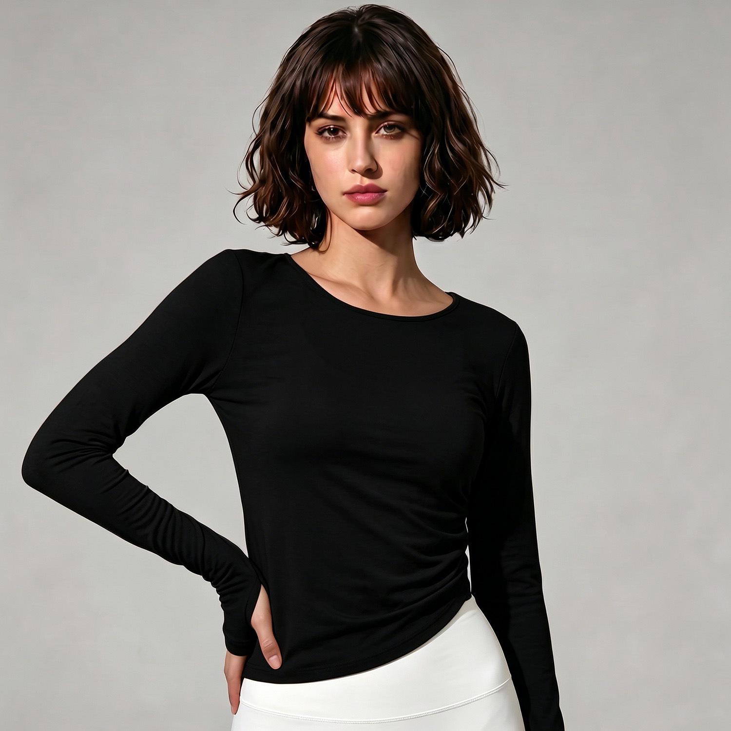 European & American Quick-Dry Long-Sleeve Fitness Top for Yoga, Running & Training S