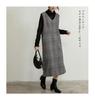 [SINGLE MANY] Women's Checkered Jumper Skirt with Vest, Long Length, Stylish, Flattering, Casual, All Seasons, Size L