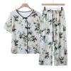 Middle-Aged Women's Summer Floral Two-Piece Set