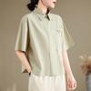 DIMANAF 2026 Women Plus Size New Summer Blouse Shirt Short Sleeve Casual Loose Lady Tops Shirts Cotton Print