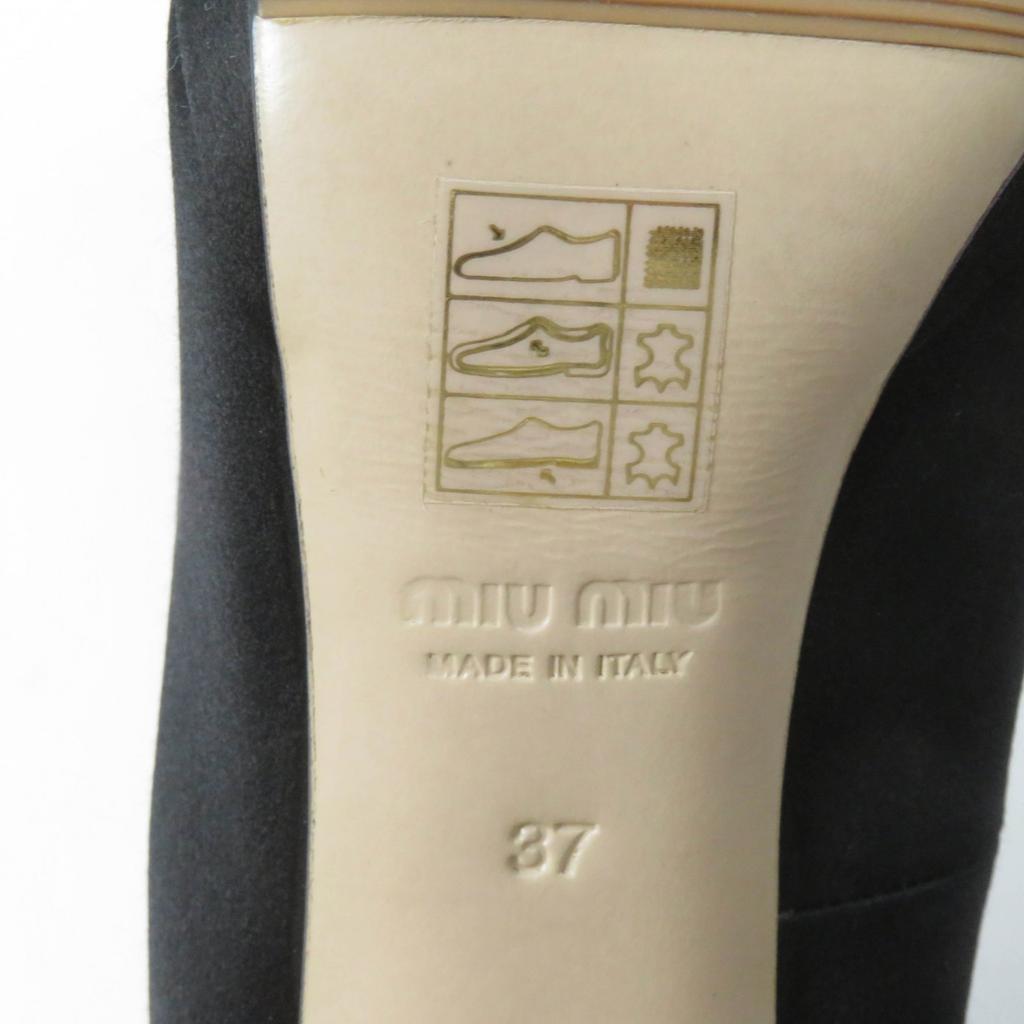 Tolle MIUMIU Pumps Offene Zehenpartie mit Kristallschmuck Schwarz Satin Damen 37 Gebraucht