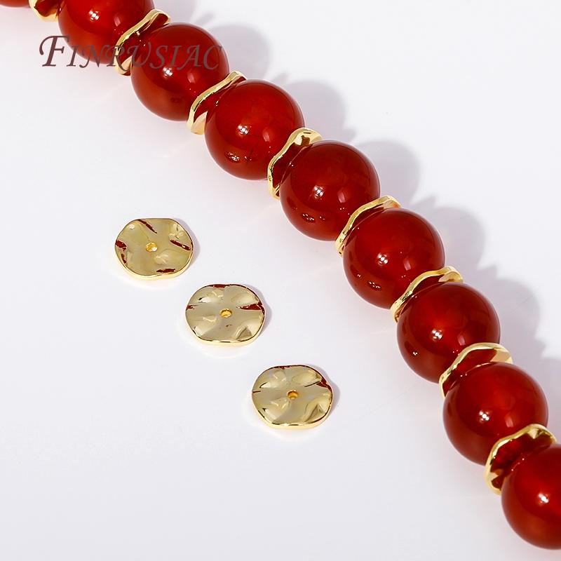 4/5/8MM 18K Gold Plated Wave Flat Spacer Beads,Wave Curling Round Bead Separators DIY Beading Jewelry Making