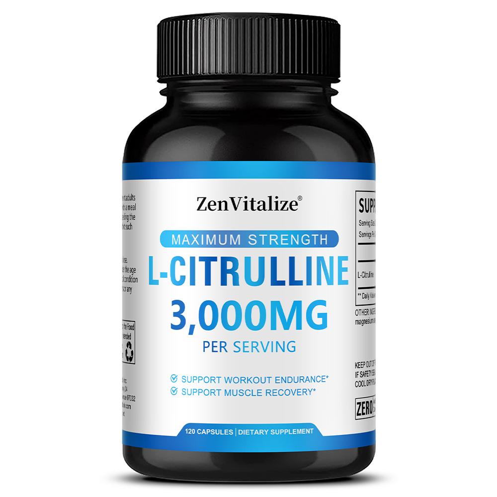L-Citrine 3000mg Supplement, L-Arginine, Nitric Oxide, 120 Capsules