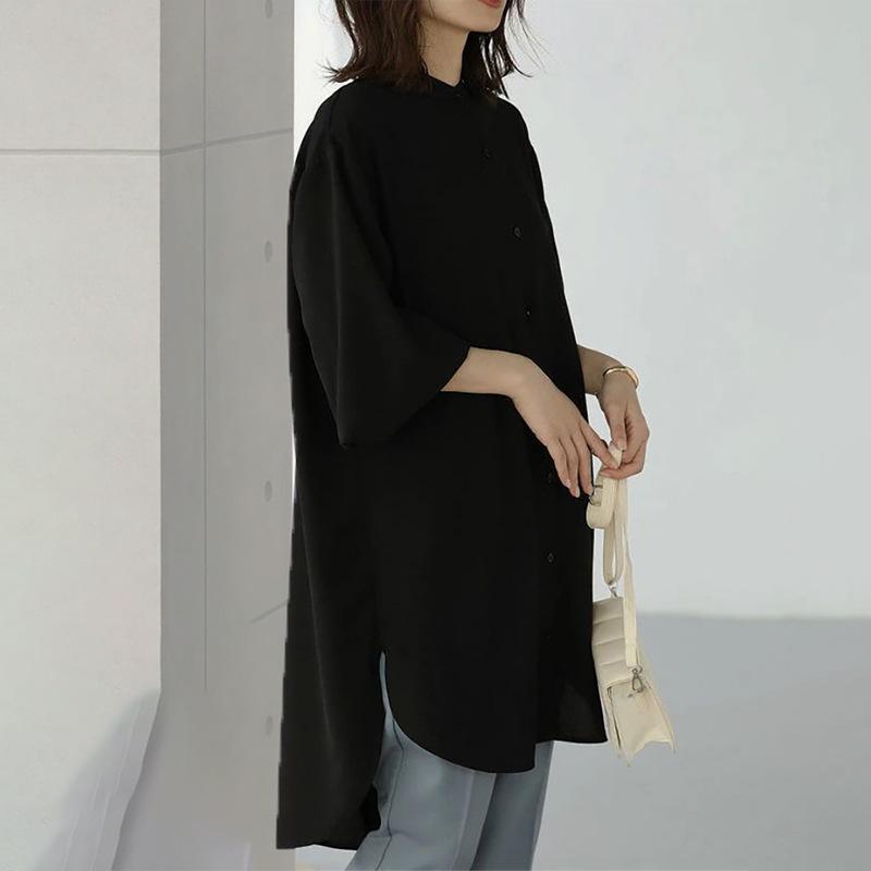 Women's Long-sleeved Shirt Women's Loose Midi Shirt Skirt