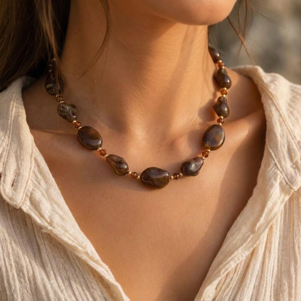 Irregular Beaded Necklace Handmade Geometry Necklace Trendy Irregular Necklace Party