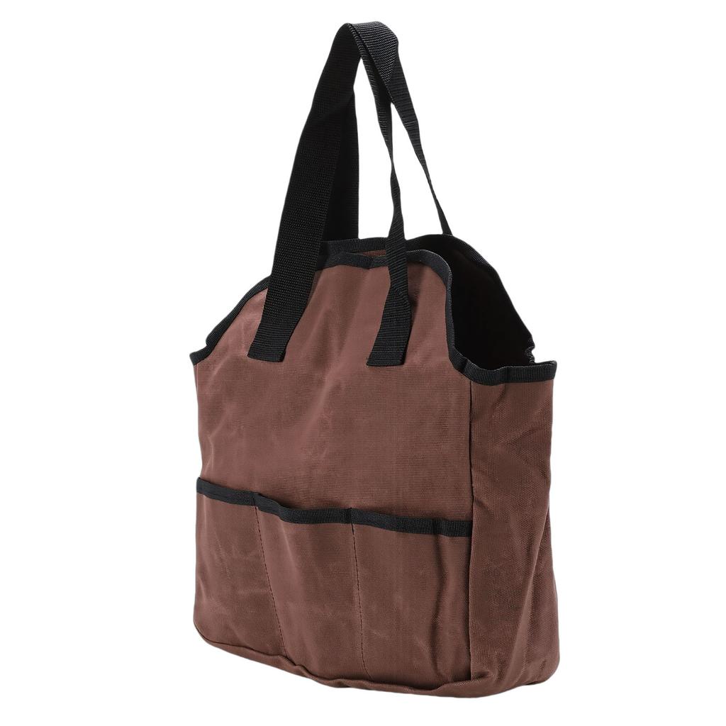 Garden Tool Bag Waxed Canvas Tool Carrier Bag with 6 Interior 3 Exterior Pockets Multi Purpose for Home Gardening Brown