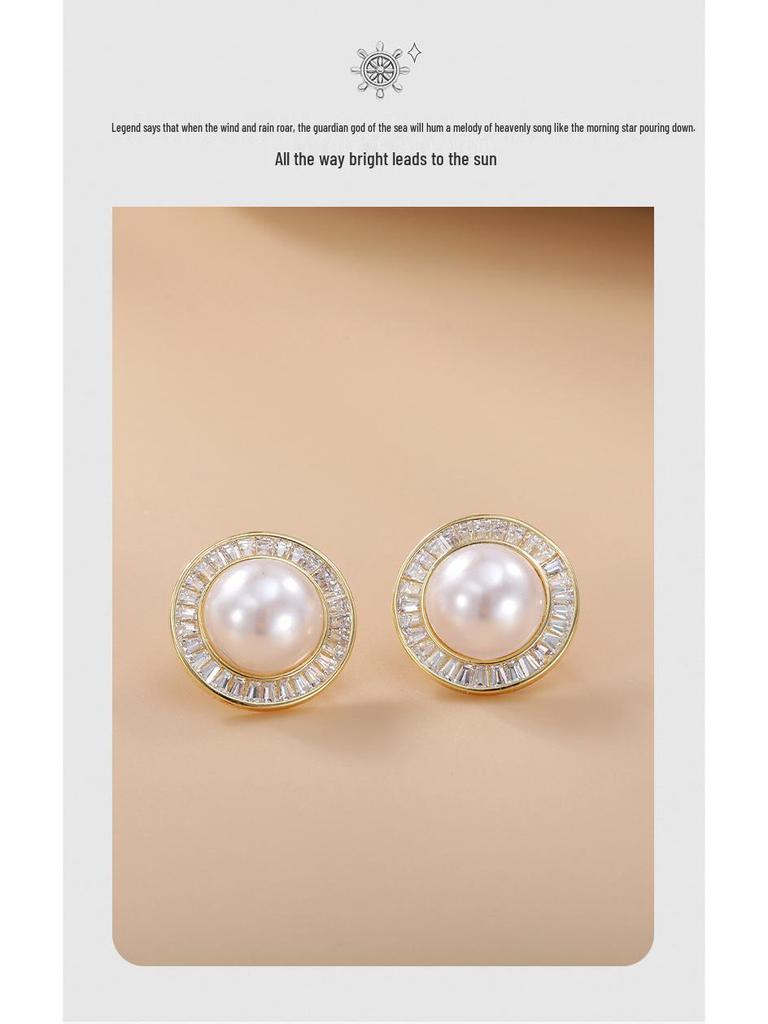 Irregular Round Faux Pearl Stud Earrings: Elegant Japanese & Korean Trendy Fashion for Women