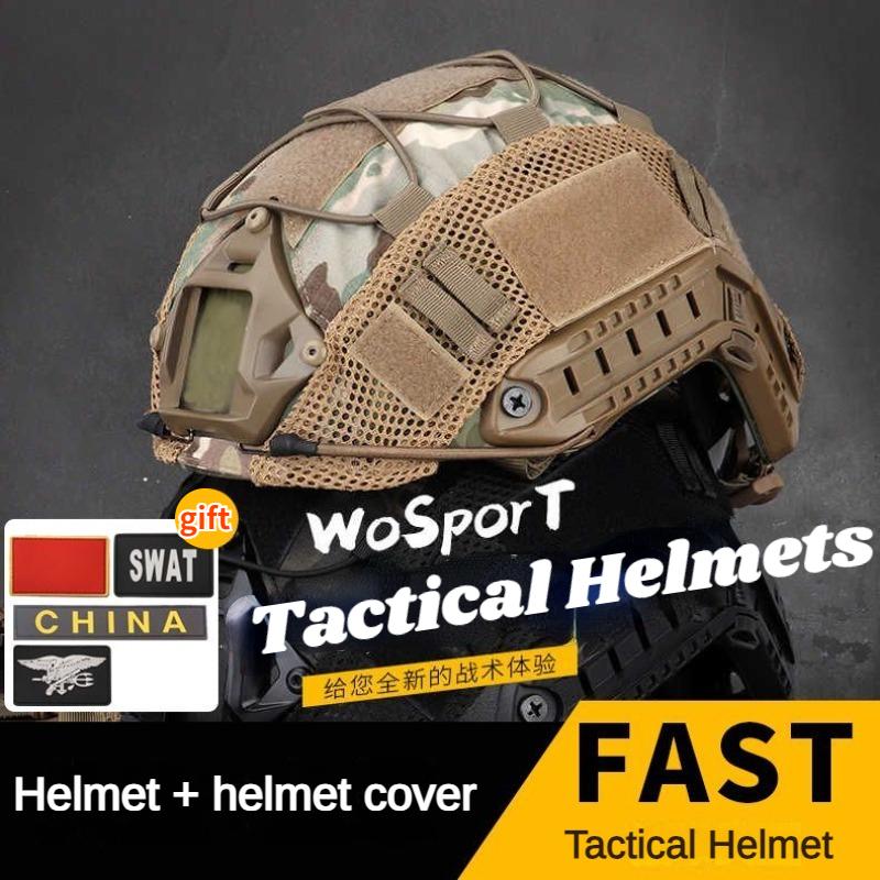 

Field FAST Tactical Helmet Camouflage Real CS Camouflage Riot Outdoor Training Protective Helmet with Elastic Helmet Cover 01