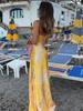 Gedruckt Party Lange Kleid Frauen Sommer Urlaub Strand Lose Weibliche Ärmellose Dame Abend Robe