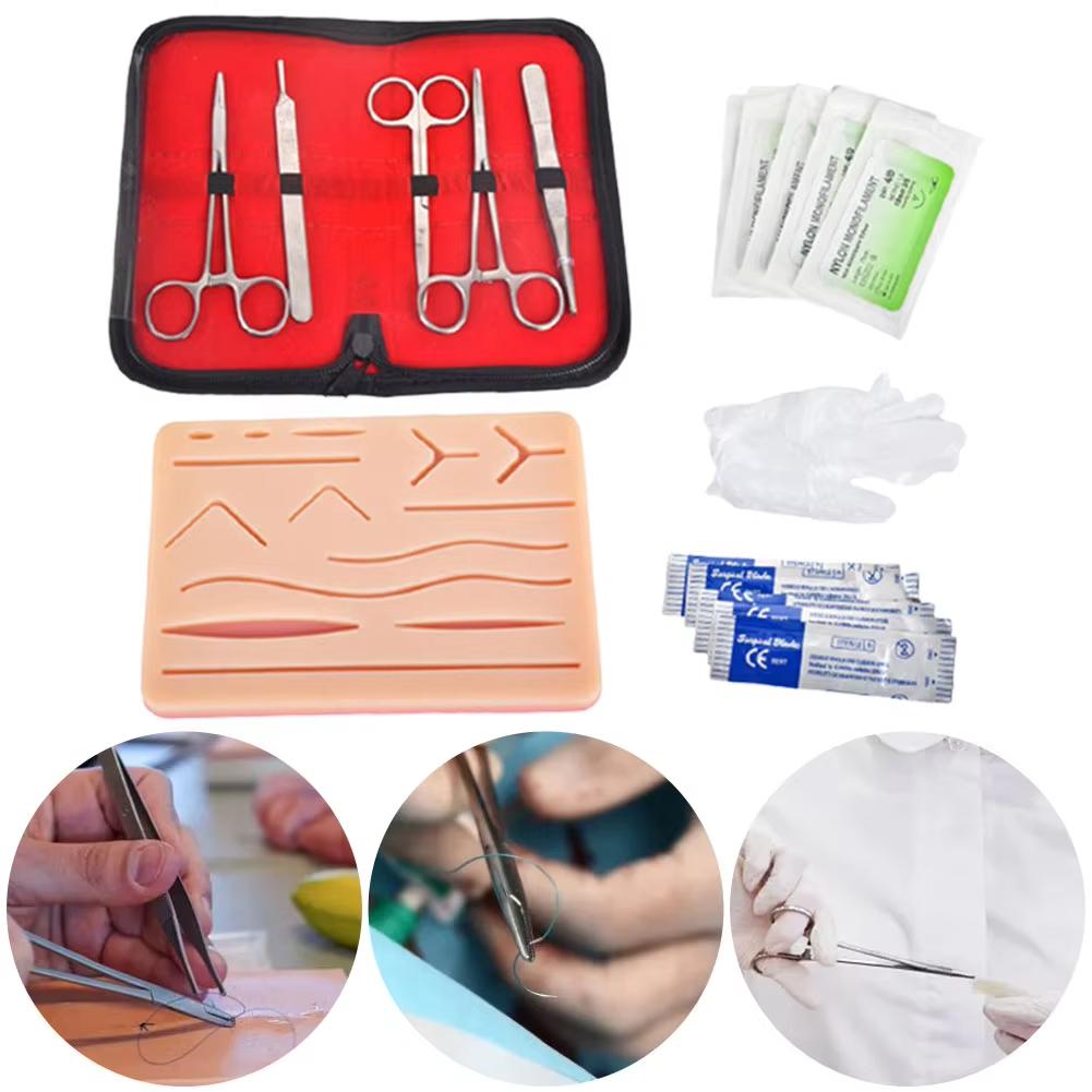 17Pcs/Set Silicone Suture Pad Kit Skin Medical Sugical Suture Practice Model Trainer Set With Tools Set