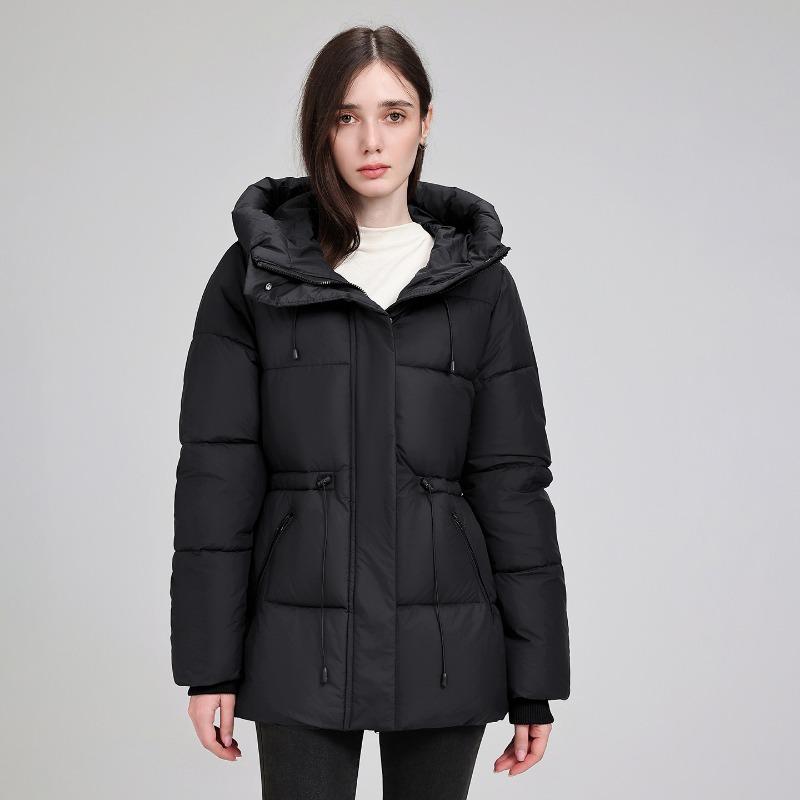Women S Mid Length Hooded Padded Cotton Coat Slim Fit Casual Outerwear
