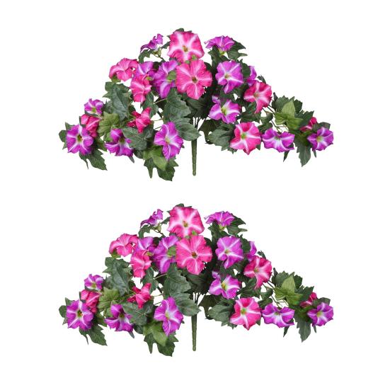 2Pcs Hanging Artificial Morning Glory UV Resistant Realistic Fake Plastic Flower Wedding Party Indoor Outdoor Garden Wall Hanging Faux Bloom