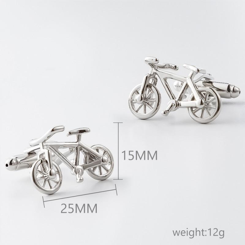 Electroplated Silver Metal Bicycle Shaped Cufflinks Men's French Shirt