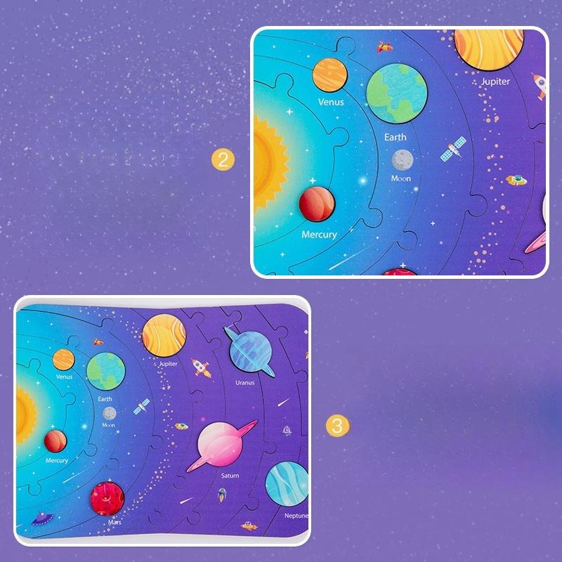 Wooden Science Astronomy Cognitive Toy Children's Puzzle Planet Pairing Handmade Limewood Plywood Puzzle