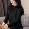2026 Korean Style Chiffon Top: Long Sleeve, Stand Collar, Loose Fit, Belly-Covering, Versatile, Elegant, Fashionable for Spring/Autumn