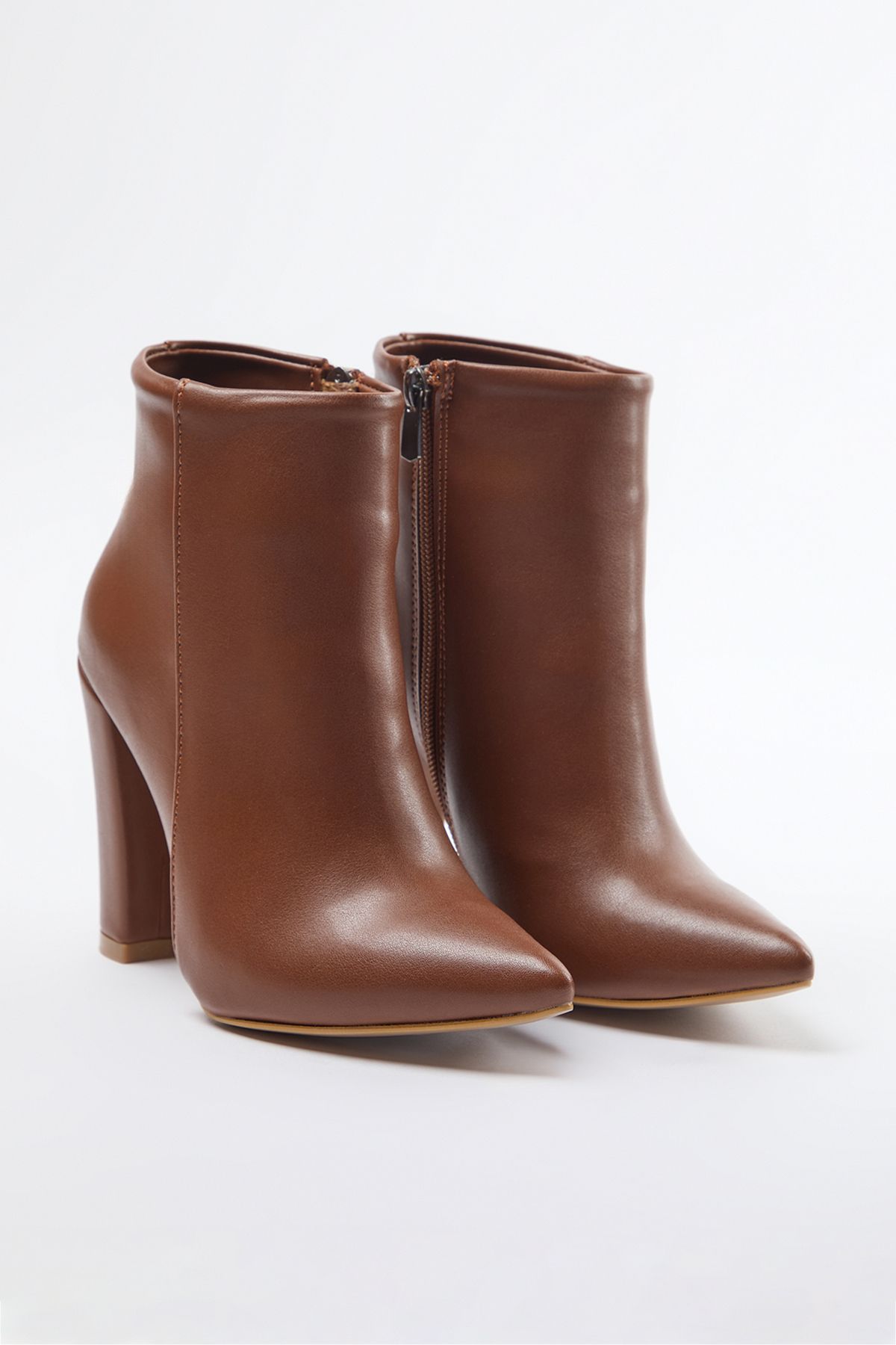 

Women s Fashion Flat Heeled Booties Bootie Brown Zipper Detailed Pointed Toe Thick Heeled Half Boots Shoes 39