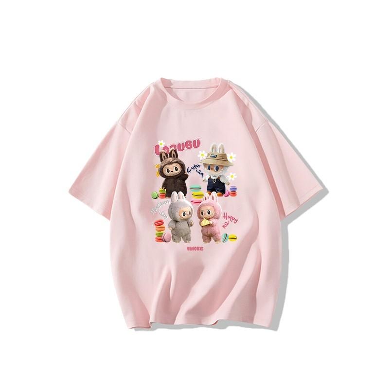 New Loose LABUBU Printing Women Tees Round Neck Short Sleeved T-shirt Fashion Causal Daily Tops