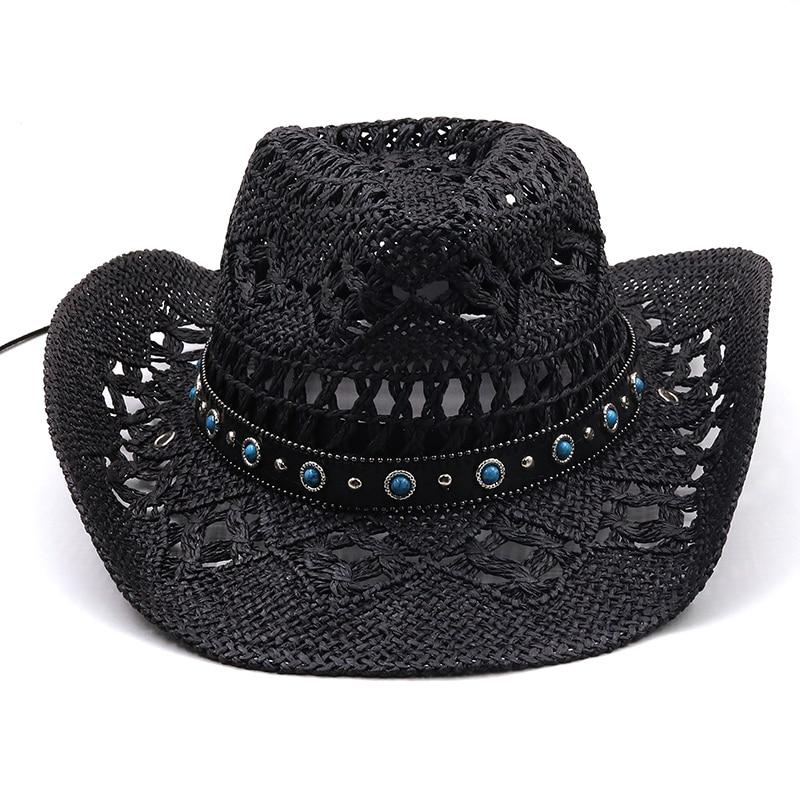 Men Straw Western Cowboy Hat Hand Made Beach Felt Sunhats Party Cap for Man Woman Curling Brim