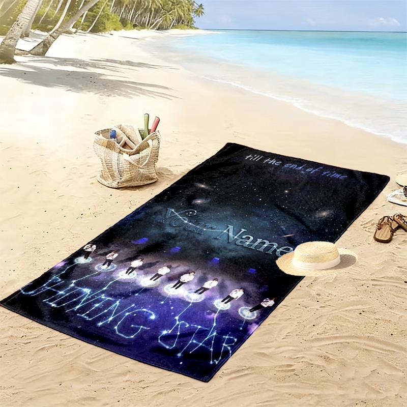 Name Custom Super Junior Poster Print Beach Towel, Large Soft Quick Dry Towel for Beach Camping Swimming